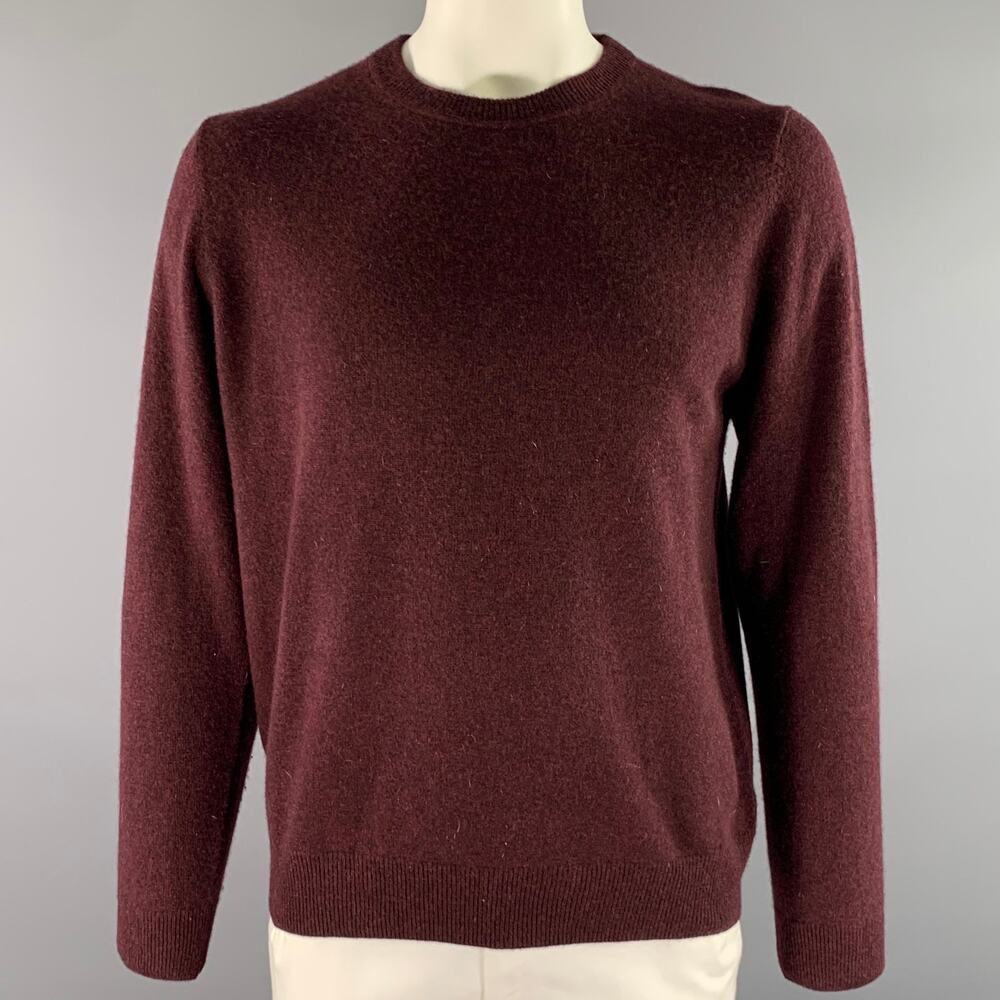 NORDSTROM Size XL Burgundy Knitted Cashmere Crew-Neck Sweater